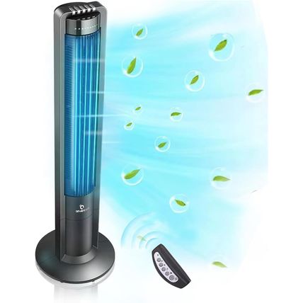 115° Oscillating Modern Tower Fan for Bedroom, 43'' Standing Fan with Remote, 7.