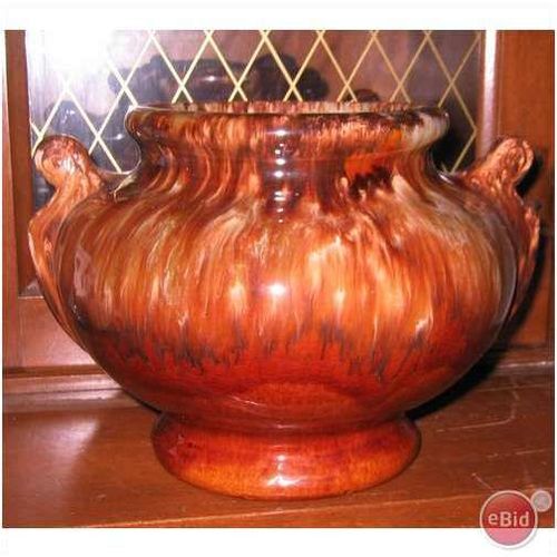 McCoy Pottery Onyx Brown Drip Urn Jardiniere Vase