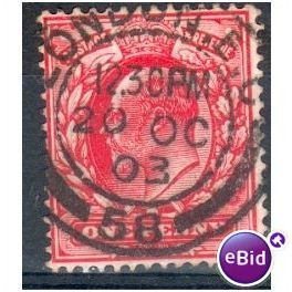 GB stamps 1902-10 KEV11 - 1d SG219 London 40