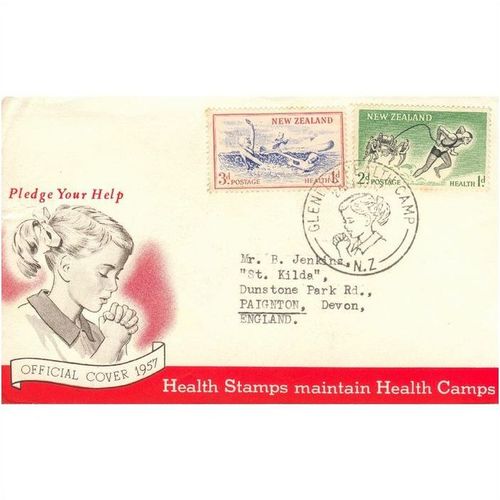New Zealand Cover 1957 - SG 761-762 - Health Stamps - Pledge Your Help