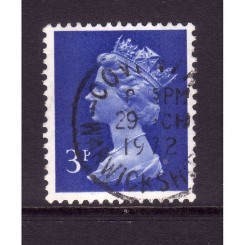 GREAT BRITAIN 1971 SG X855 3p ULTRAMARINE TWO BANDS FINE USED#3