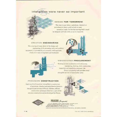 procon inc 1959 oil gas refinery engineering construction vintage ad
