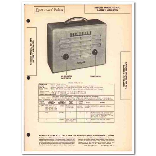 knight model 4d-450 4-tube portable am radio sams photofact manual