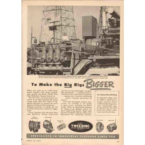 twin disc clutch company 1950 rigs bigger torque convertor vintage ad