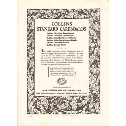 a m collins mfg company 1926 standard cardboards coated vintage ad