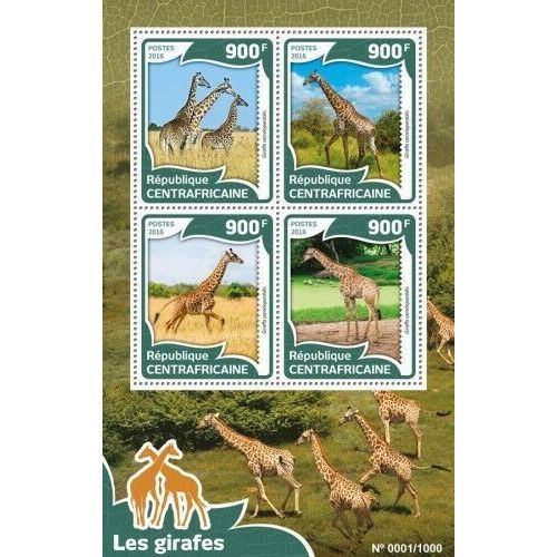 CENTRAL AFRICA 2016 SHEET MNH GIRAFFES GIRAFES GIRAFFEN GIRAFAS WILDLIFE