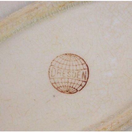 Antique Dresden Oval Dish, Vintage Shabby Chic, Rough Shape