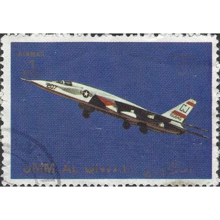 UMM AL QIWAIN, AIR, American jet fighter, blue 1972, 1Riyal