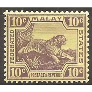 Federated Malay States 1931 SG67 10c Purple/Pale Yellow Mounted Mint ..
