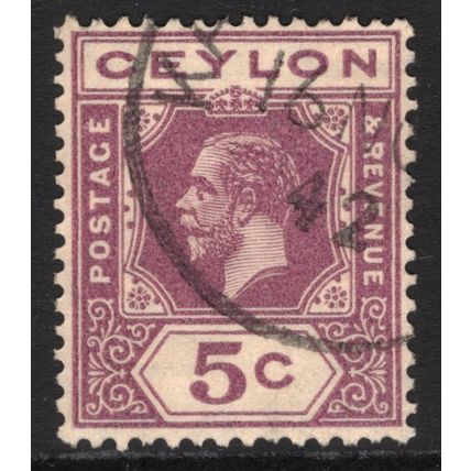 CEYLON: KING GEORGE V DEFINITIVE - 5c USED (G19)