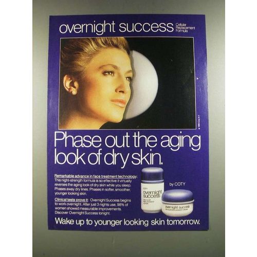 1986 Coty Overnight Success Cellular Replacement Formula Ad