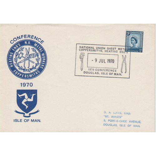 Isle of Man 1970 National Union of Sheet Metal Workers Conference special cover