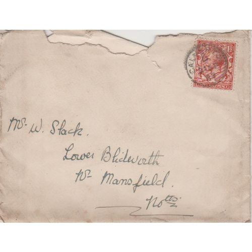 GB 1933 cover from Callerton to Mansfield nice 1.5d brown stamp see rest