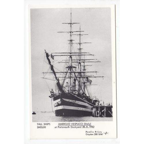 Ship Amergio Vespucci at Portsmouth Dockyard 1982 Postcard Pamlin Prints SM2630