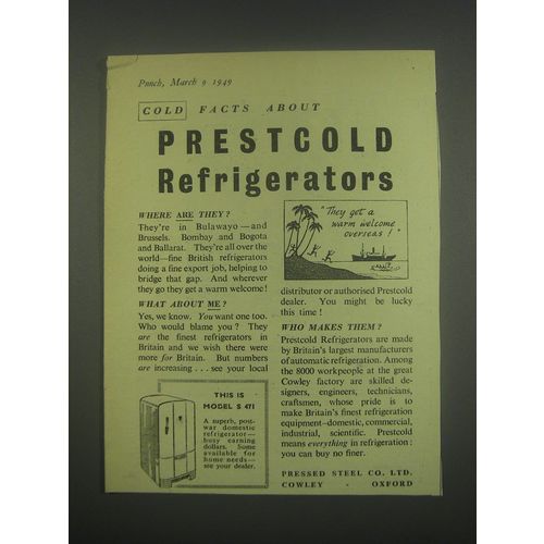 1949 Prestcold Refrigerators Ad - Cold facts about Prestcold Refrigerators