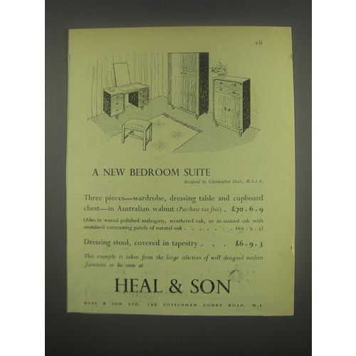1949 Heal & Son Bedroom Suite Ad - Bedroom Suite designed by Christopher Heal