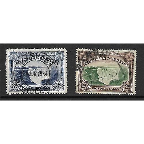 SOUTHERN RHODESIA 1932 VICTORIA FALLS SG 29 / 30 SET 2 VALS FINE USED#2