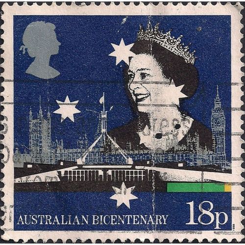 GB, Queen and Australian Parliament, blue 1988, 18p, #3