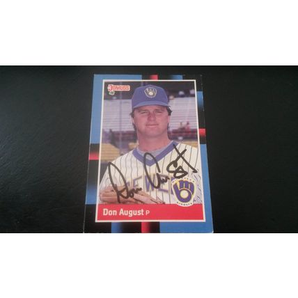 1988 Donruss Card # 602 Don August Autograph 202009070740 Milwaukee Brewers