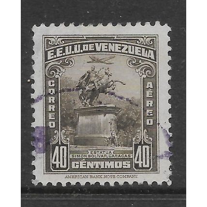VENEZUELA 1940 STATUE OF BOLIVAR AT CARCACAS 40c BROWN SG 633 FINE USED#