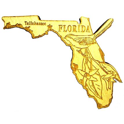 Florida Laser Etched Wood Fridge Magnet