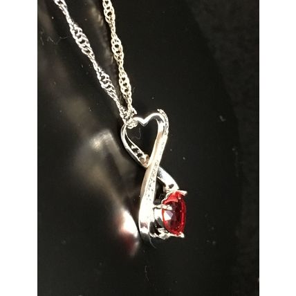 Necklace Heart Shape Red Ruby Infinity Necklace #167 USA Seller