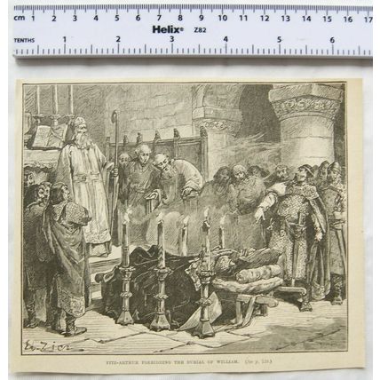 Vintage engraving: Fitz-Arthur forbidding the Burial of William