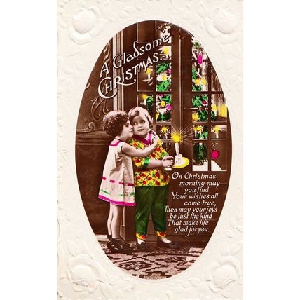 Boy Wearing Floral Girls Blouse Transgender Sex Swop Antique Christmas Postcard