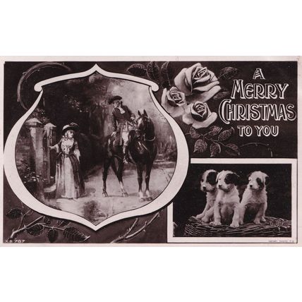 Merry Christmas Highwayman Old Real Photo Postcard