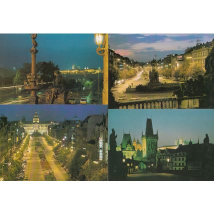 Prague Streets At Night Illumations 4x Postcard s