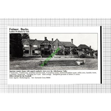 Fulmer Buckinghamshire House Sale Advert - 1980 Cutting