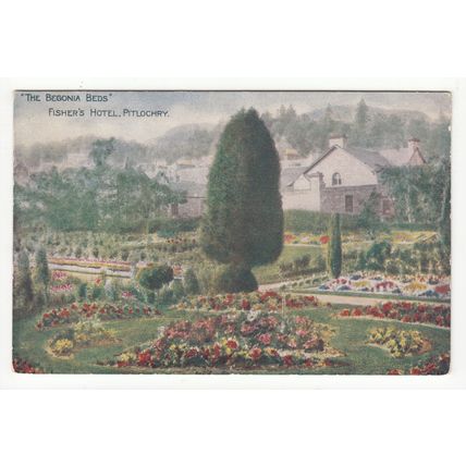 The Begonia Beds Fisher's Hotel Pitlochry Postcard Art Perthshire