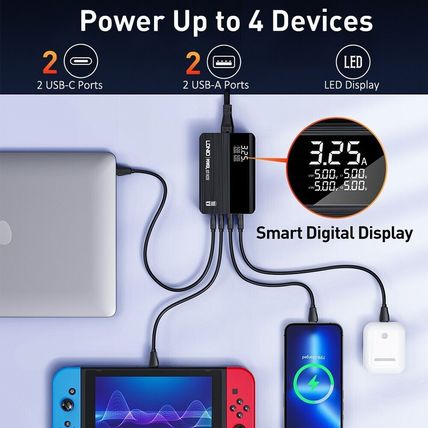 LDNIO 100W GaN Charger PD QC4+ USB C Charging Station 4 Ports UK Plug 5ft Cable