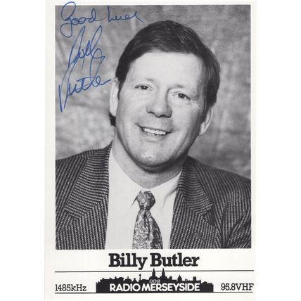 Billy Butler Radio Merseyside Vintage Hand Signed Card Photo