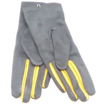 Ladies Gloves Two Tone Black with Yellow Hearts Detail 24.5 CM Gift Christmas