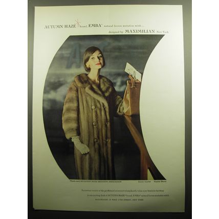 1958 Maximilian Fur Coat Ad - Autumn Haze brand, Emba natural brown