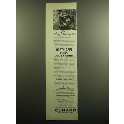 1958 Cunard North Cape Cruise Ad - This summer