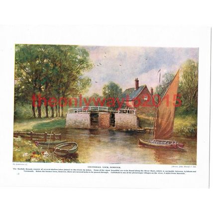 Coltishall Lock, Norfolk, England, Book Illustration (Print), c1920