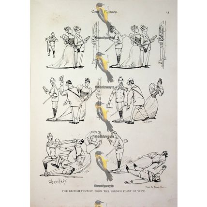 British Tourist, French Point Of View, Victorian Humour, Book Illustration, 1893