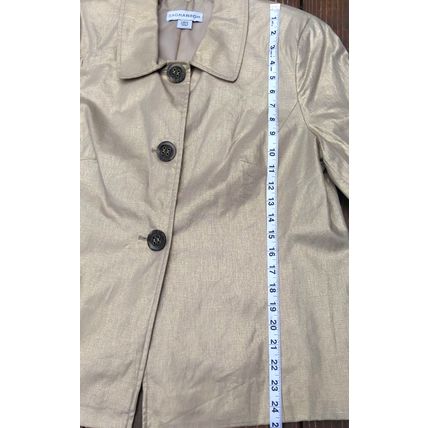 Vintage Womens Sag Harbor Linen Blend GOLD Shimmer Suit Jacket NWT Lg Button