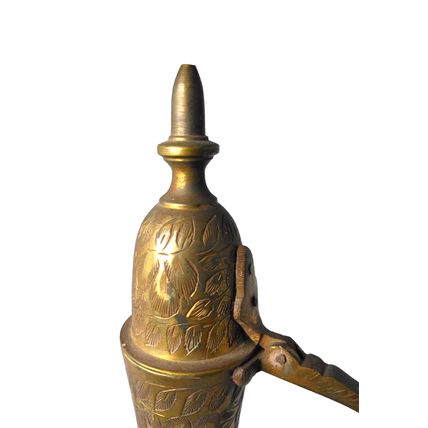Vintage Embossed India Brass Sarna Floral Pattern 12" Middle East Tea Pot Ewer