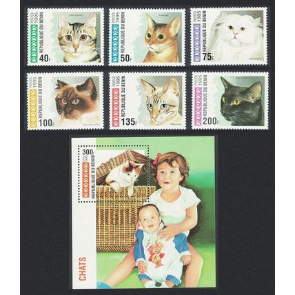 Benin Cats 6v+MS 1995 MNH SG#1298-MS1304