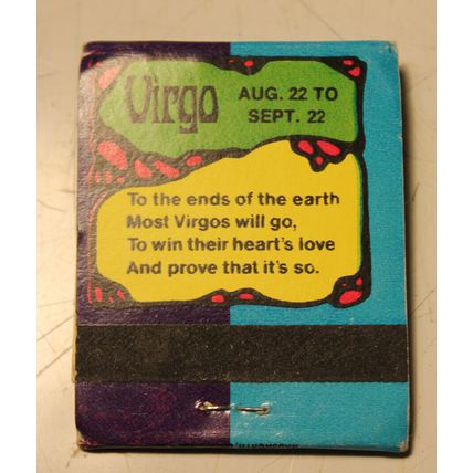 VINTAGE Zodiac Advertising MATCH BOOK Virgo