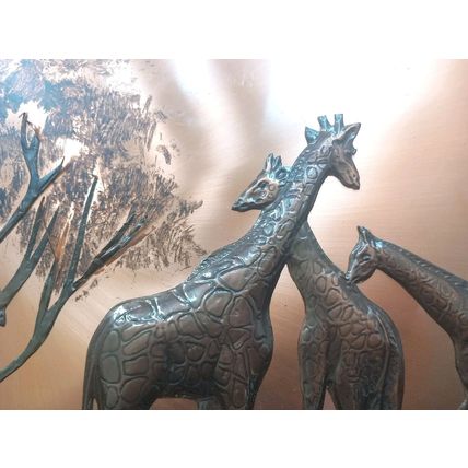Dennis Thomson Vintage Large African Copper Giraffe 3D Art Picture 1970s Framed