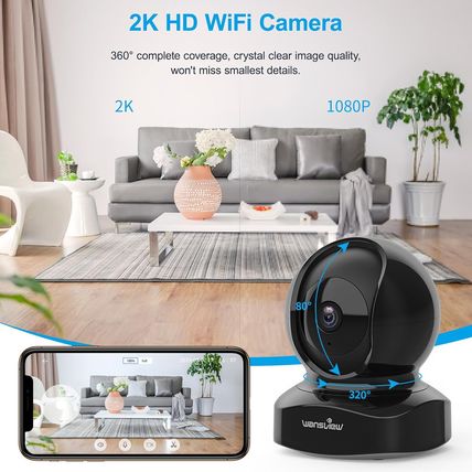 Wansview Security Camera Indoor, 360 Degree Wifi Home Security Cameras for Pet/D