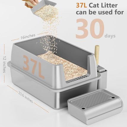 Stainless Steel Cat Litter Box with Lid, XL Extra Large Litter Box for Big Cats,