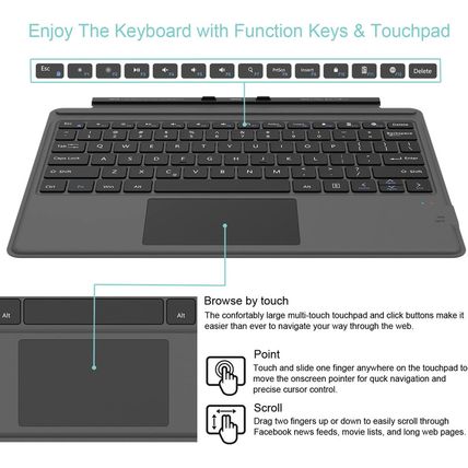 Arteck Surface Pro Keyboard Type Cover, Ultra-Slim Portable Bluetooth Wireless K