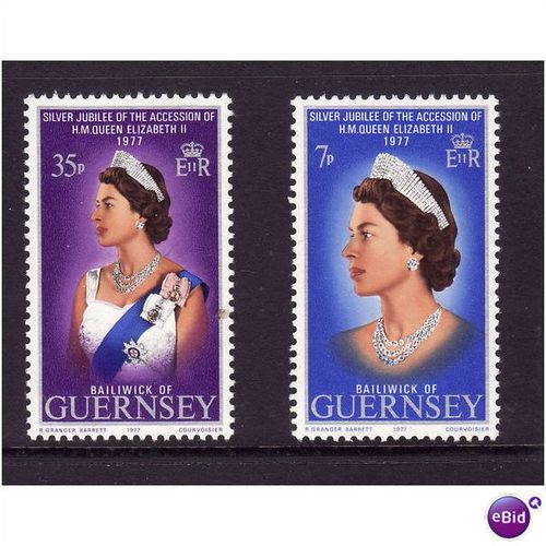 GUERNSEY 1977 SILVER JUBILEE SG 149/150 SET 2 VALS U/M MINT
