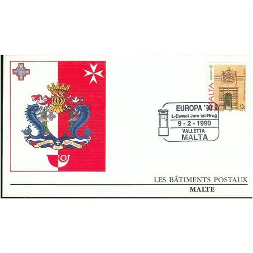 Malta FDC 1990 - SG 864-865 - Europa Post Office Buildings x 2 covers