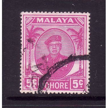 MALAYSIA / JOHORE 1952 SG136a 5c BRIGHT PURPLE FINE USED